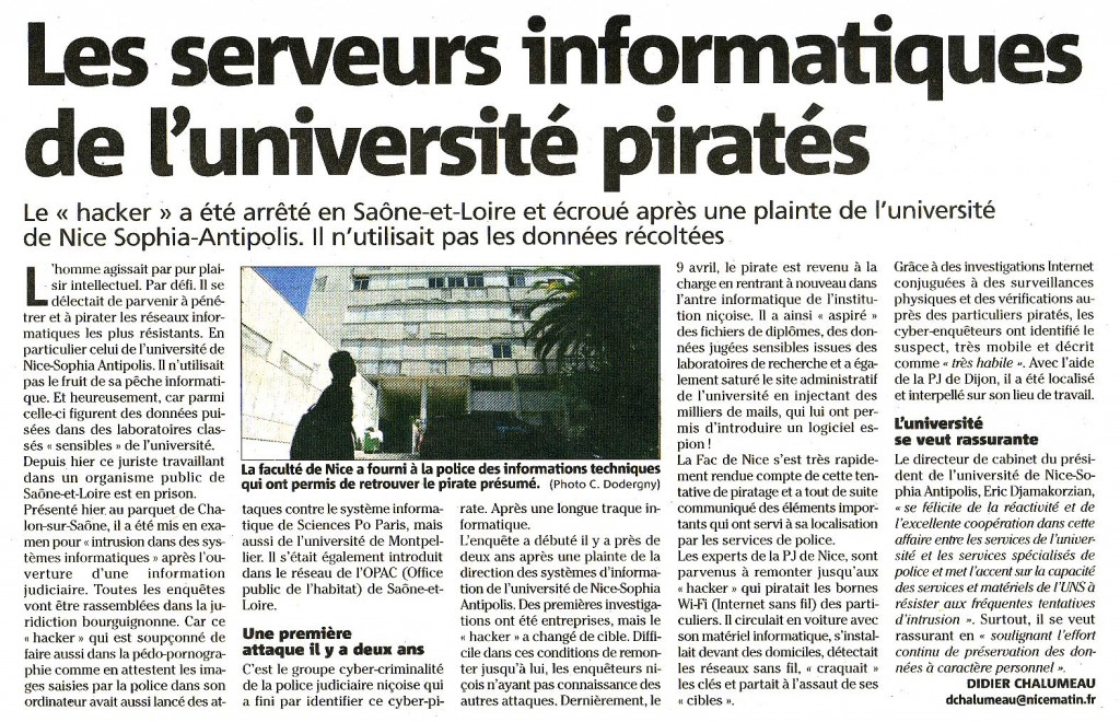 Nice matin Pirate université Nice